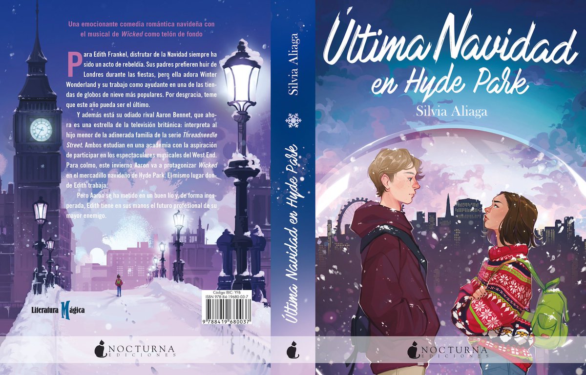 ⚠️ATENCIÓN⚠️

Cubierta completa de #ÚltimaNavidadEnHydePark la nueva novela de <a href="/silvia_aliaga_/">❀Silvia Aliaga❀</a> , saldrá el 20/11 con <a href="/NocturnaEd/">Nocturna</a>.

Un Londres navideño con dos actores acostumbrados a rivalizar y el musical de #Wicked como telón de fondo.

Ilustración de <a href="/Grresty/">🦇 cris ✨/tired</a>