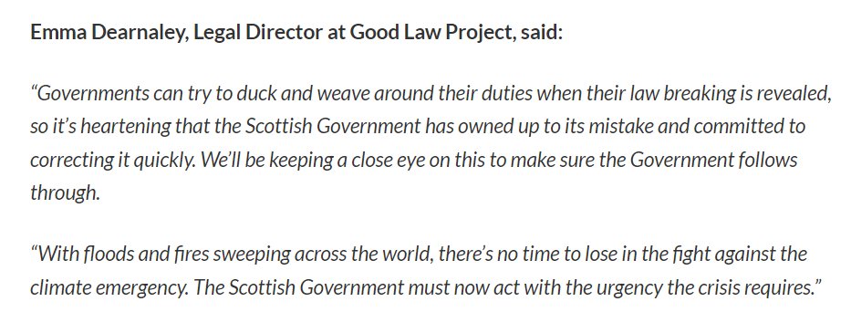 I am the "concerned citizen" in ercs.scot/news/scottish-…; I am very grateful for <a href="/ERCScot/">Environmental Rights Centre for Scotland</a> &amp; <a href="/GoodLawProject/">Good Law Project</a> forcing <a href="/scotgov/">Scottish Government</a> to finally admit it broke its own #climate law

To read about other #climatelitigation of mine, see crowdjustice.com/case/stop-road…
<a href="/JolyonMaugham/">Jo Maugham</a> 
<a href="/TransportActio2/">Transport Action Network</a>