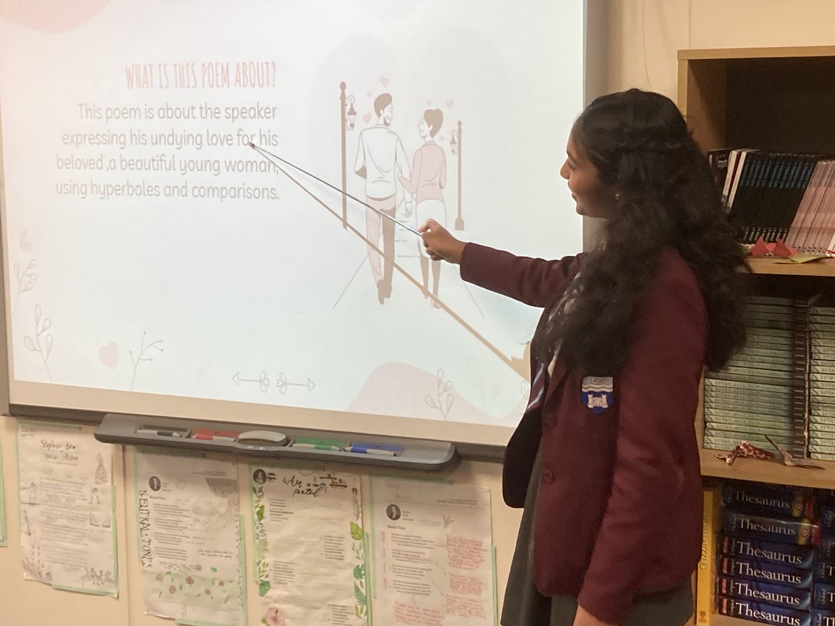 9F confidently presenting on love poetry. Well done! #SGSEnglish #SGSSenior #SGSDifference
