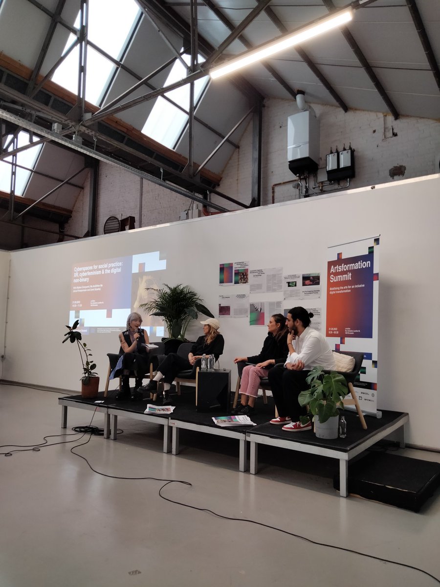 artsformation's tweet photo. ARTSFORMATION: Mobilising the Arts for an Inclusive Digital Transformation

Panel 1: Cyberspaces for social practice: XR, cyberfeminism &amp; the digital non-binary

With: Majken Overgaard, Anna Pompermaier and Cenk Güzelis (MeAndOtherMe) 

#artsformation #digitalinnovation https://t.co/vl51RJobR9