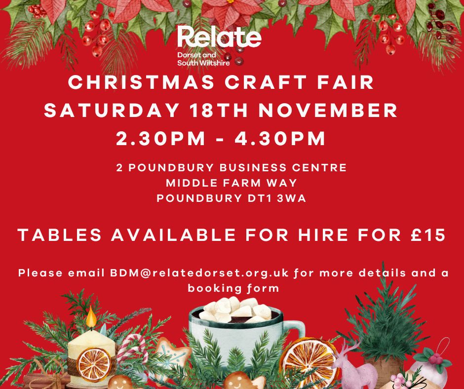 We still have tables available to hire at our Christmas Craft Fair on 18th November here at <a href="/RelateDorset/">Relate Dorset & South Wiltshire</a>
