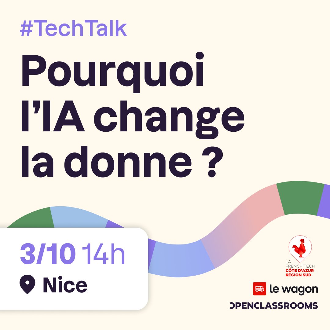 OCFrance's tweet photo. 📌 Save the date 📌

On se retrouve dans la @VilledeNice @MaRegionSud d'ici quelques semaines pour discuter #intelligenceartificielle et métiers d'avenir avec @m_nebra, @LeWagonNice et @FrenchTechCdA. 

Pour vous inscrire → https://t.co/jvmtsGSo32 #IA https://t.co/en1kpb6E5J