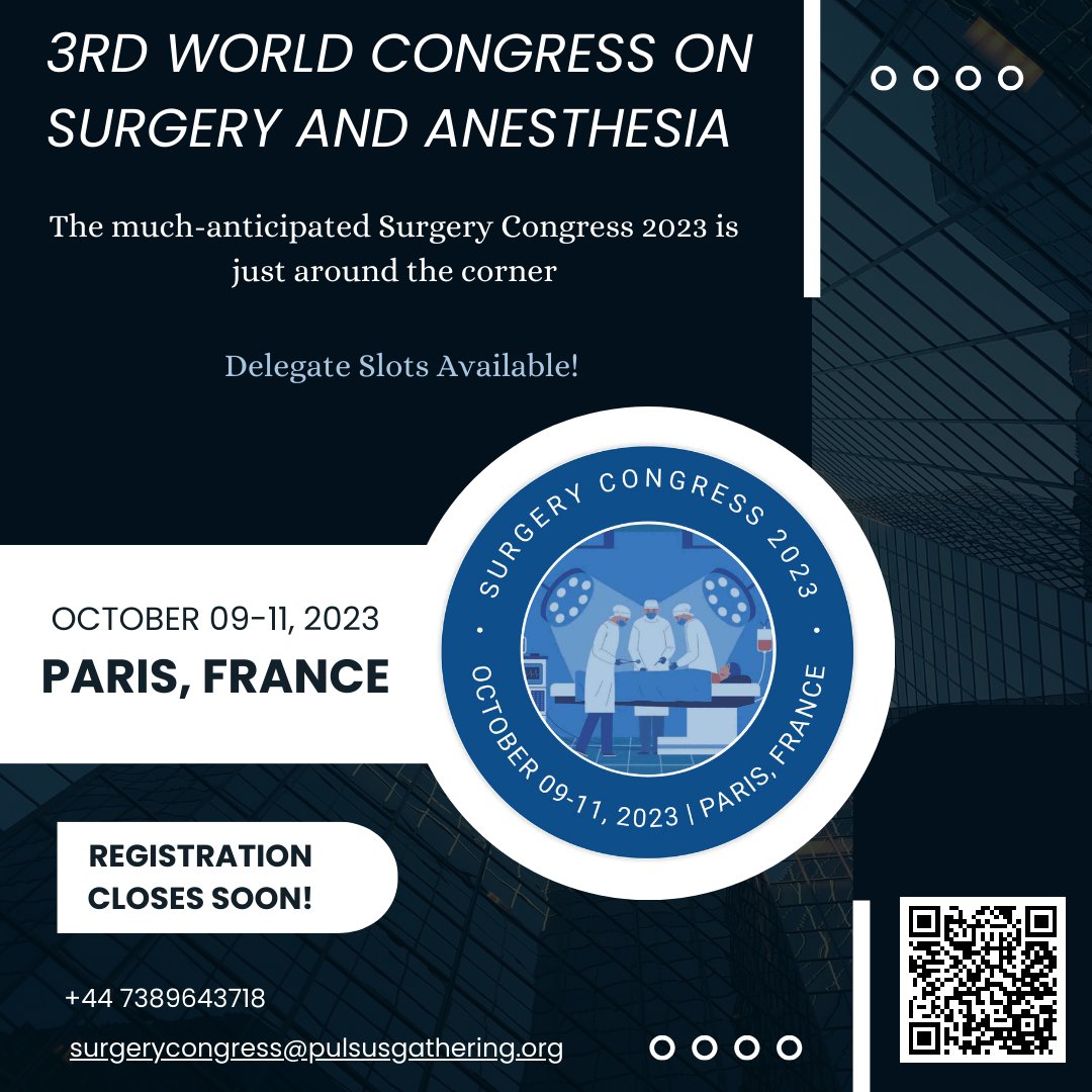🚨 Last Minute Waiver Alert! 🚨

Exciting news for all #SurgeryCongress2023 enthusiasts! We've just extended our last-minute waiver for registrations. 

Don't miss out on the chance to be part of this incredible surgical event.
#medicalevents #surgery
🌐︎rb.gy/05isw