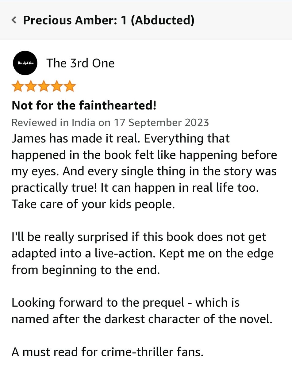 The 3rd One (@_the3rdone) on Twitter photo Here's my review of Precious Amber by <a href="/AuthorJFuller/">Author James Fuller</a>!
A Good crime thriller with great narration. Here's my review of Precious Amber by <a href="/AuthorJFuller/">Author James Fuller</a>!
A Good crime thriller with great narration.