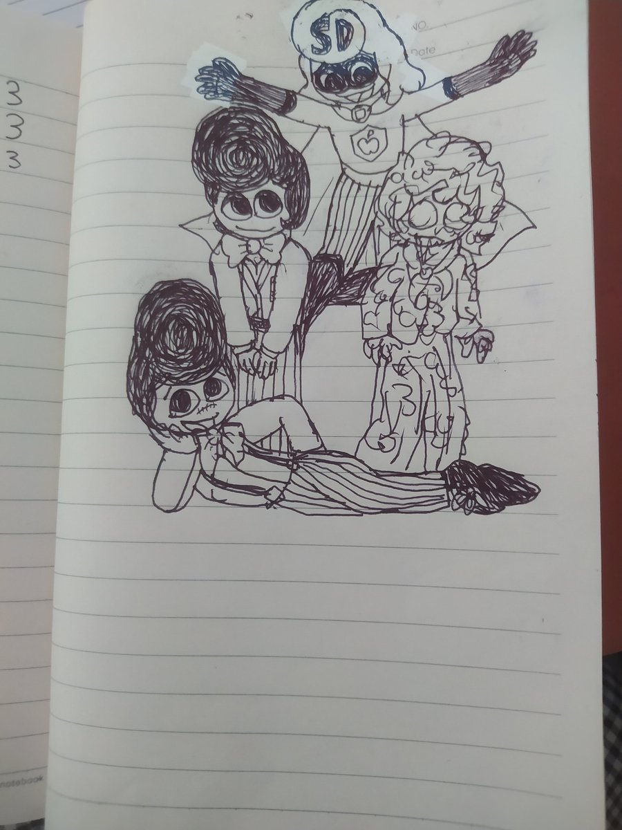 MGribbleston's tweet photo. I drew all my Wally aus (notice how there's a blank space?) #welcomehome #wh #welcomehomeau #au #forgottenpuppets #superhero #mossgreenapocalypse #pictureperfect #fpwally #superdarling #mgawally #schizowally #wallydarling https://t.co/zQmtYsTM0S