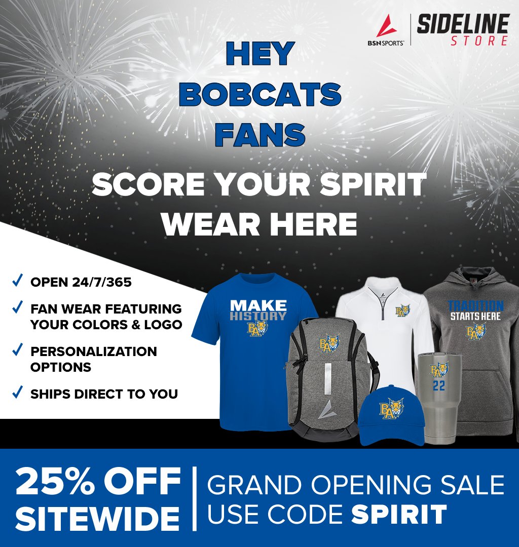 BaconSTUCO's tweet photo. Hey, BACON ACADEMY fans! Head's up! Your NEW 24/7 BACON ACADEMY Sideline Store is officially up and running. To celebrate, we're offering fans an epic, month-long promotion - 25% OFF sitewide when you use the code SPIRIT. 
Use the following link:  https://t.co/1osi7kvm9f https://t.co/gI41FmZjVZ