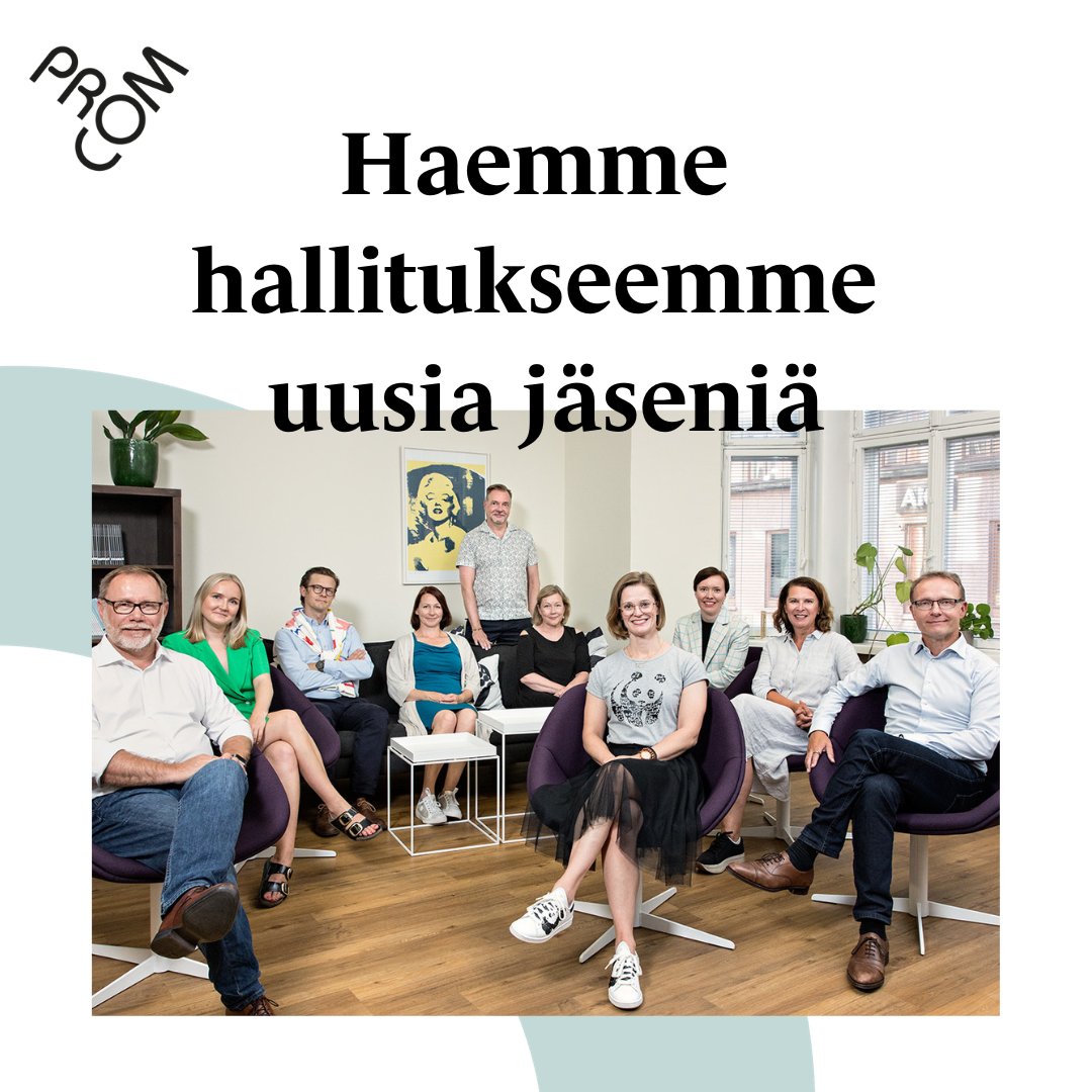 Hae osaksi hallitustamme ja ole mukana vaikuttamassa viestinnän alaan! Tutustu avoimiin profiileihin ja hakuohjeisiin verkkosivuillamme: procom.fi/uutiset/procom… Haku on auki 6.10. kello 16 saakka. #viestintä