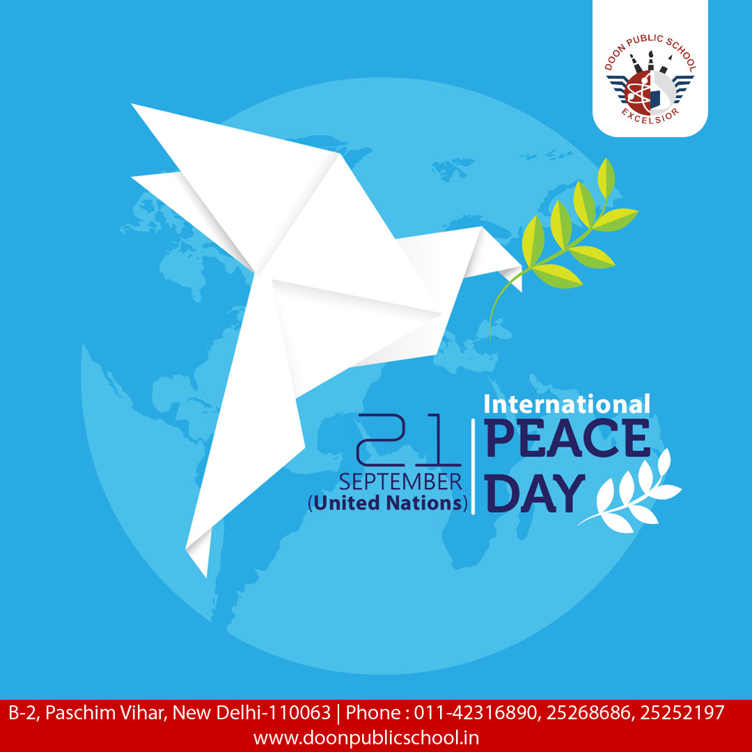 Let's choose peace over violence and love over hatred. Happy International Day of Peace! 🌍✌️.

#PeaceDay #InternationalPeaceDay #InternationalPeaceDay2023 #DoonPublicSchool #delhischools #talentedDoonites #ProudToBeAPartOfDoonPublicSchool