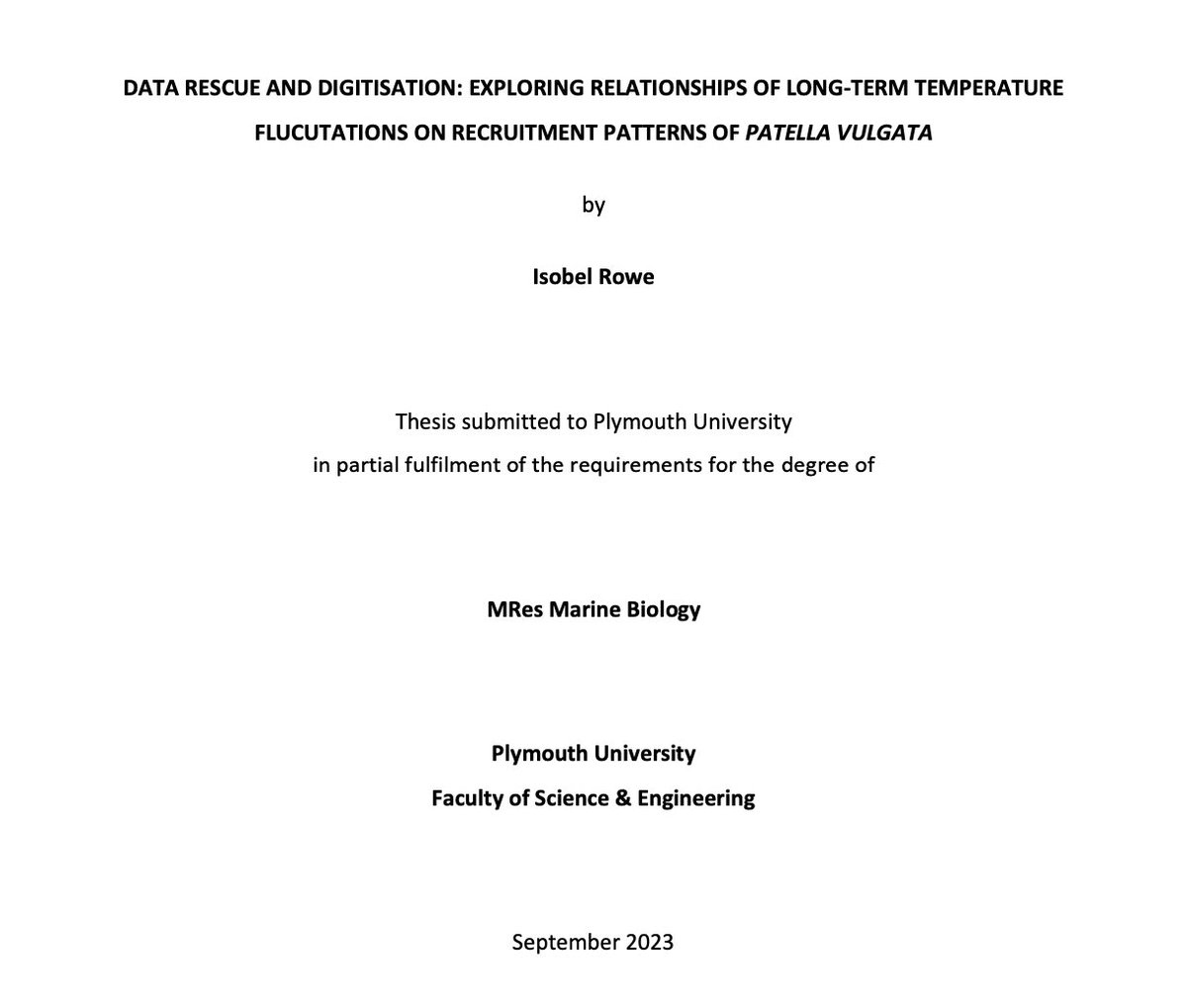 IzzieLR's tweet photo. Today marks the official end of my MRes Marine Biology degree and time at Plymouth University. It’s been a pleasure to be a part of ‘Team Limpet’ with @Louise_Firth_IE &amp; Steve Hawkins, and I’m very proud of my final thesis! Here’s to the next chapter… whatever that may be! https://t.co/Q8bHULcKmz