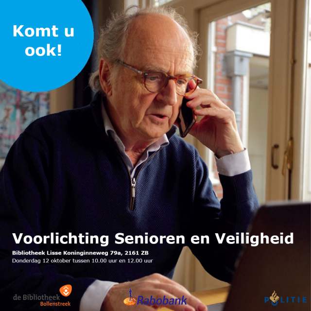 Kom naar onze bijeenkomst over online veiligheid tijdens de Week van de Veiligheid, op 12 oktober van 10.00 tot 12.00 uur in de bibliotheek in Lisse 💻 Leer hoe je je online kunt beschermen! 👉 lisse.nl/nieuws/nieuwsb…