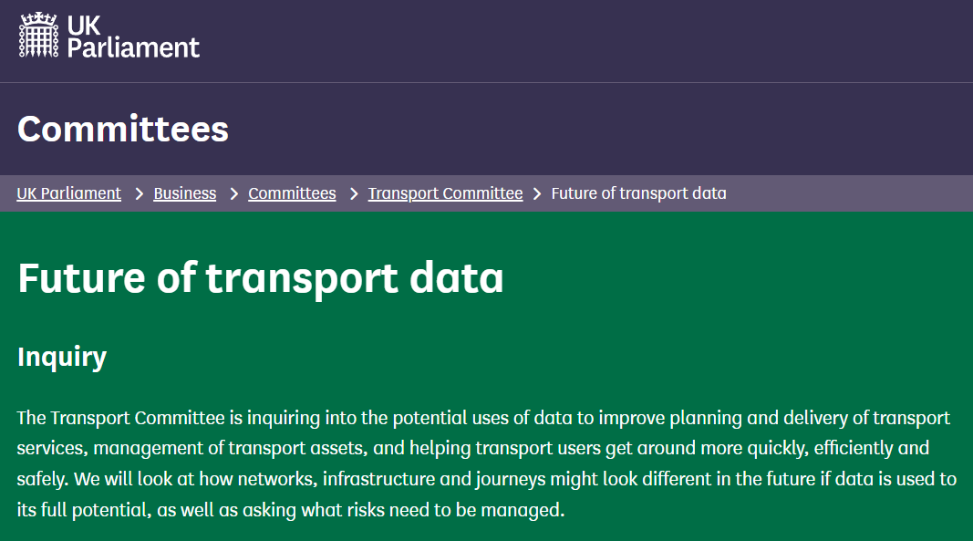 UrbanBigData's tweet photo. UBDC's @raffverduzco and @DrDPMcArthur submitted written evidence to the @UKParliament transport committee's 'Future of Transport Data' inquiry. You can read their submission here: https://t.co/EfVTlFrfs6🚲🚎🚈
#TransportCommittee #FutureofTransport #TransportData https://t.co/zUYFQ55LNS