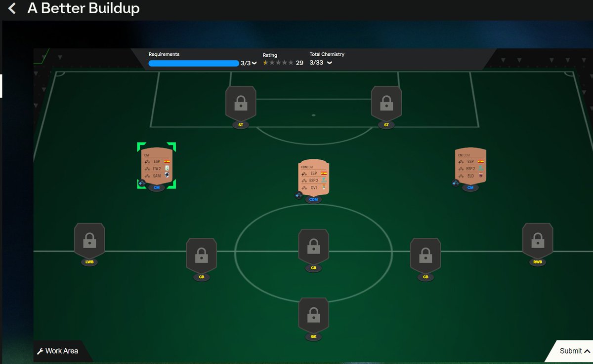 Lösung Grundlagen V SBC "Besserer Spielaufbau #EAFC24 

Dank  beste Chat der Welt, war es mir nach 1 Stunde möglich, dieses Rätsel zu lösen, damit es euch nicht auch so ergeht, hier der Lösungsweg:
 
Eine Nation wählen (egal welche Liga)
- linker ZM braucht lediglich ZM.
-