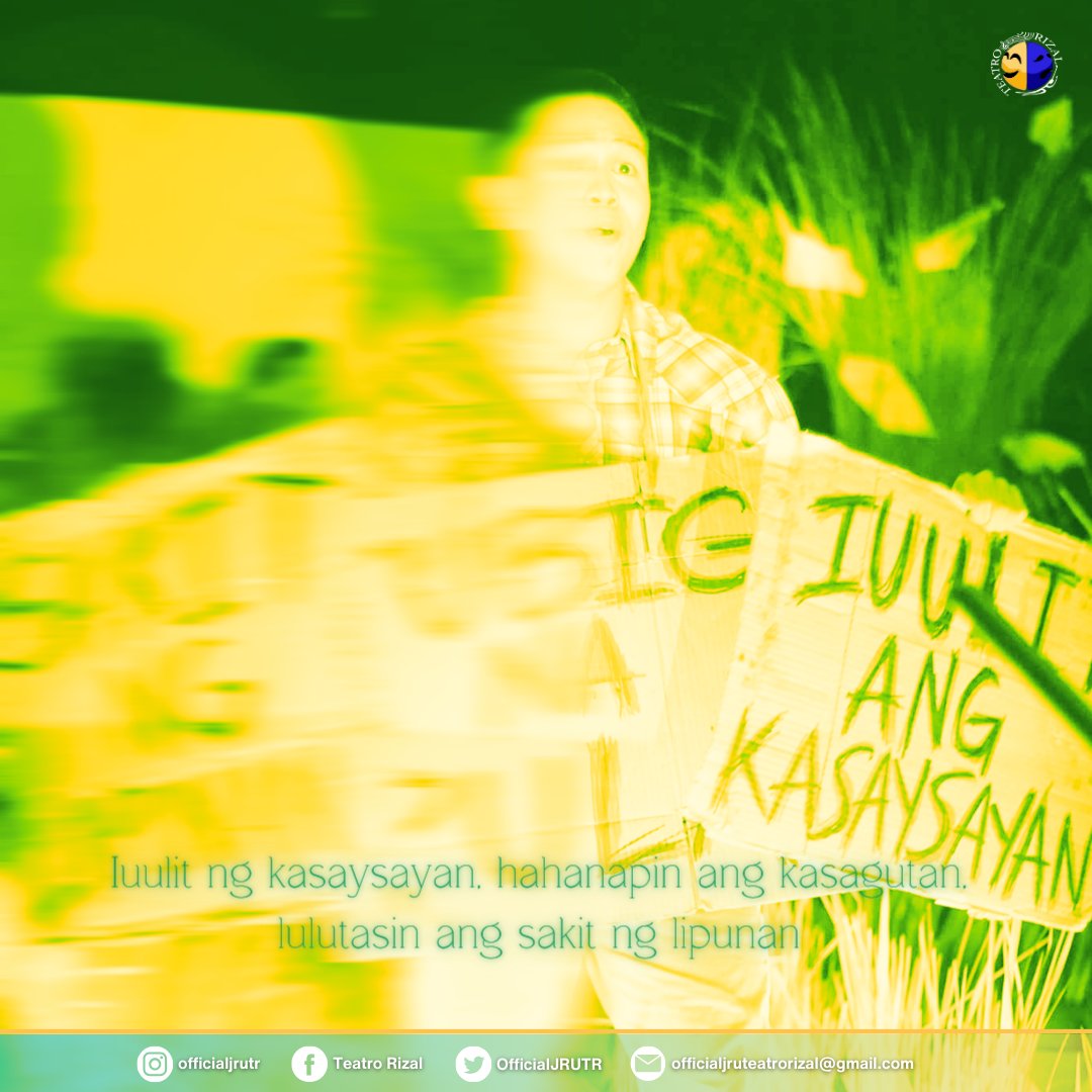 OfficialJRUTR's tweet photo. "Sa lugar na ang tubig na pula ay didilig sa lupa. Iuulit ng kasaysayan, hahanapin ang kasagutan, lulutasin ang sakit ng lipunan" -Makario, Kayumanngi Ang Kulay ng Araw

Martial Law was declared by President Ferdinand E. Marcos marking its 51st anniversary today. https://t.co/uhqz2PrNTa