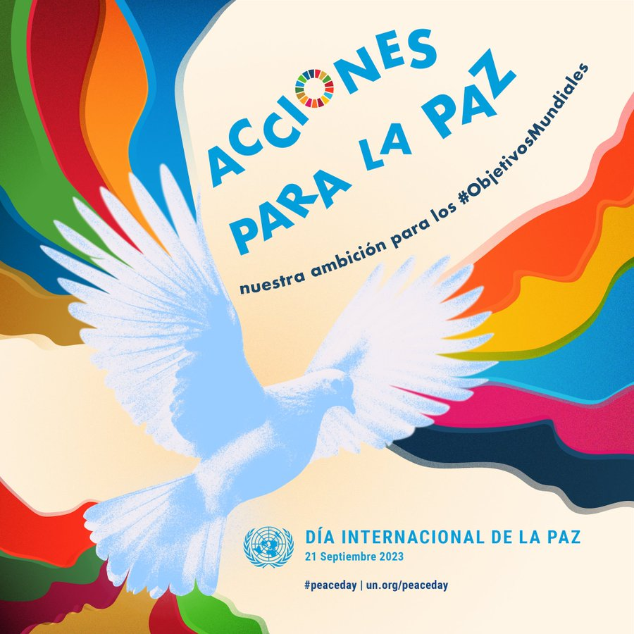 Trabajemos por  la paz. 
La paz no es una palabra neutra, es una forma de vida.    En el #DíaDeLaPaz, comprometámonos a actuar con amor, bondad y compasión.  Juntos podemos crear un mundo libre de violencia, odio y discriminación.