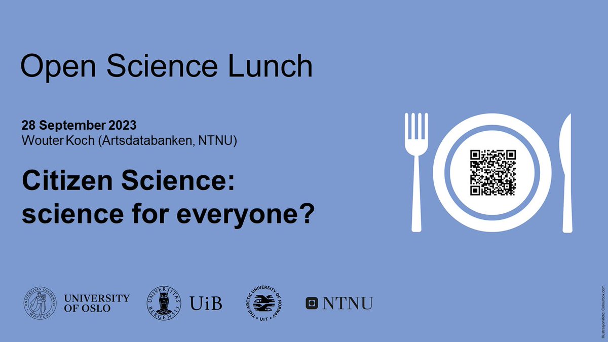 Join us for a digital #OpenScienceLunch about #citizenscience next Thursday! 🥪🍎☕️ In this new seminar series, the BOTT universities collaborate in raising topics related to research transparency and visibility, open publishing, data sharing, and more. uib.no/en/ub/164804/c…