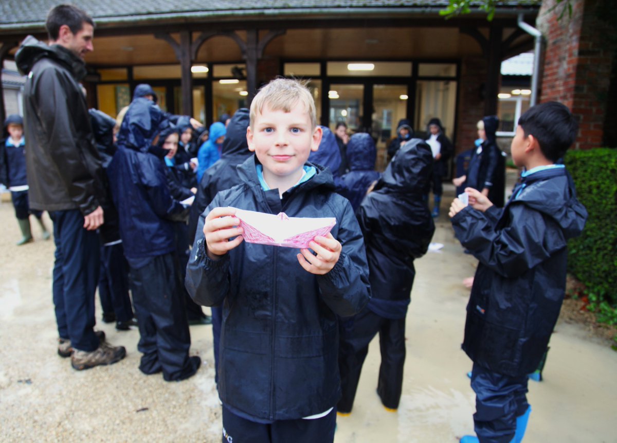 HZG_OutdoorEd's tweet photo. #HazlegroveYear4 enjoyed a very wet Outdoor Ed lesson. We made origami paper boats before braving the rain and racing them on the puddles. #HazlegroveOutdoorEd #AdventureAwaits https://t.co/J38ijX1YTM