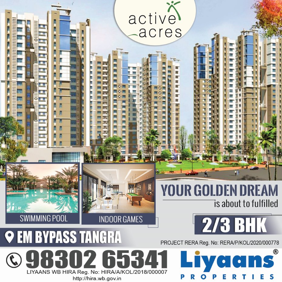 2/3 BHK premium apartments in Tangra, Kolkata. Hurry up! Call now 9830265341 or visit : bit.ly/Active_Acres

#ActiveAcres #KolkataApartments #LuxuryLiving #PremiumApartments #ModernAmenities #FlatsinKolkata #FlatsinTangra #LiyaansProperties #MaheshSomani