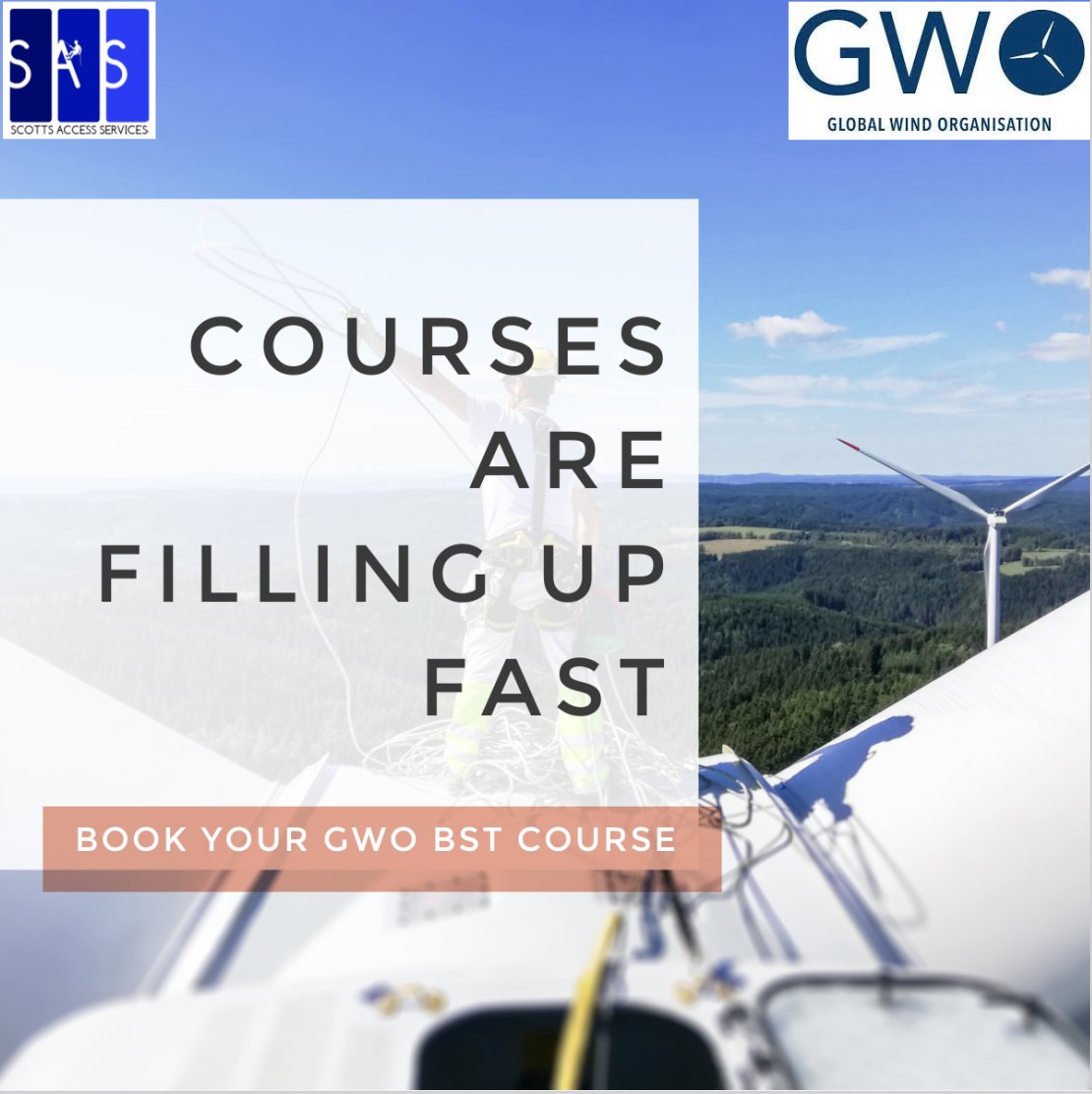 Propel your Career with GWO Certified Training. Call Scott's Access to Book your Course.   

⤑ GWO First Aid  
⤑ GWO Fire Awareness 
⤑ GWO Working at Height  
⤑ GWO Manual Handling 
⤑ GWO Sea Survival   01207 588 584 

ww.scottsaccess.co.uk
