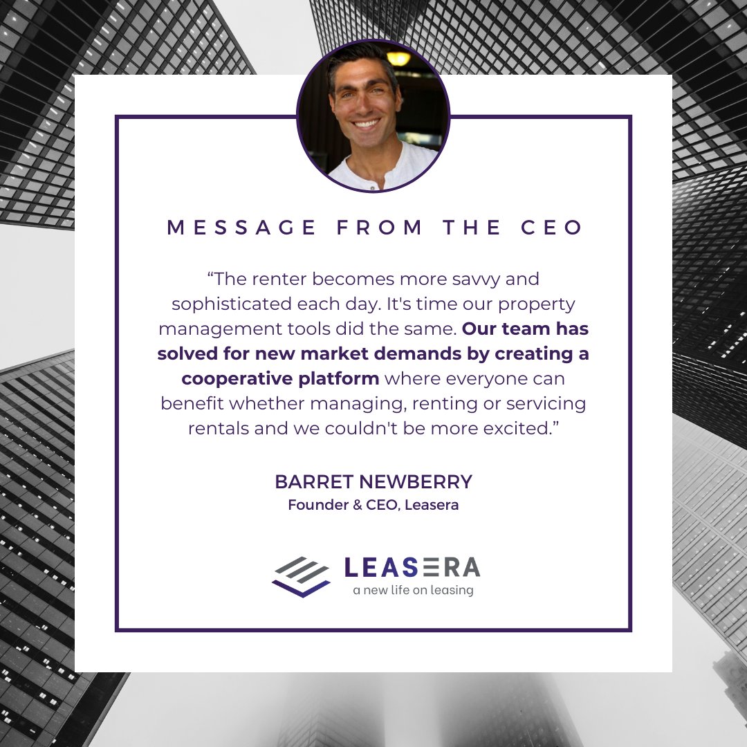The rental landscape is evolving, and so are we.  

Our CEO shares insights on how Leasera's cooperative platform is meeting the demands of savvy renters, property managers, and service providers alike. 🤝🌐 

#PropertyManagement #RentalManagementCompanies #ManagementServices