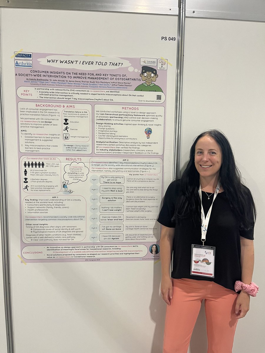 Dr Felicity Braithwaite (@dr_flick_) on Twitter photo If you’re at <a href="/EFIC_org/">European Pain Federation EFIC®</a> come and check out my poster on partnering with #osteoarthritis #consumers as co-researchers today! Using co-design methods, consumers identified 7 OA myths to bust with a society-wide intervention If you’re at <a href="/EFIC_org/">European Pain Federation EFIC®</a> come and check out my poster on partnering with #osteoarthritis #consumers as co-researchers today! Using co-design methods, consumers identified 7 OA myths to bust with a society-wide intervention