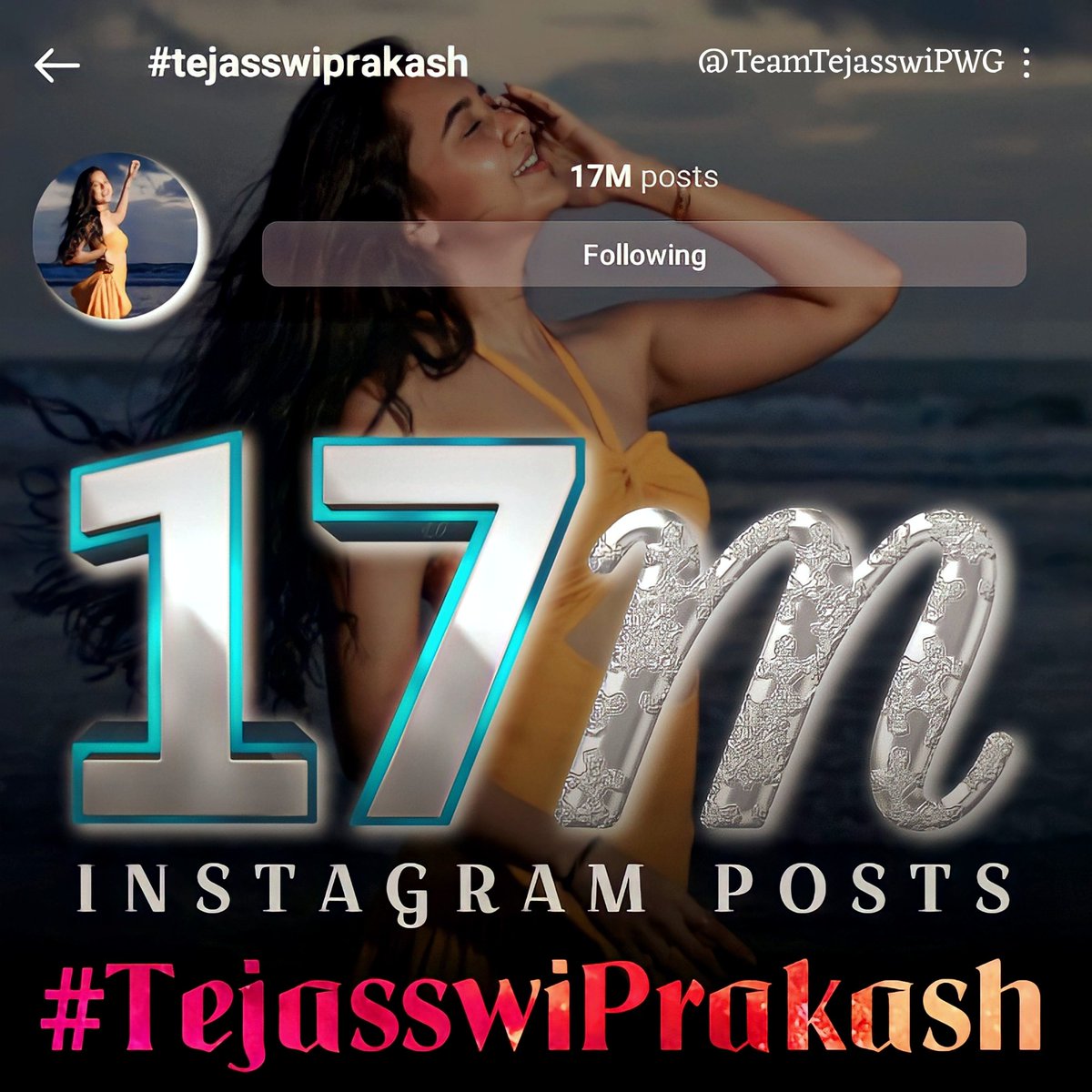 MasterBoyAK's tweet photo. Indian Actress with highest Hashtag Posts has now 17 Million+ Posts on her Official Name's HT๐ฑโจ
Kudos to #TeamIGTroops for their invincible efforts to achieve new heights ๐
#TejasswiPrakash #TejaTroops @itsmetejasswi https://t.co/Qp3unWXdkt