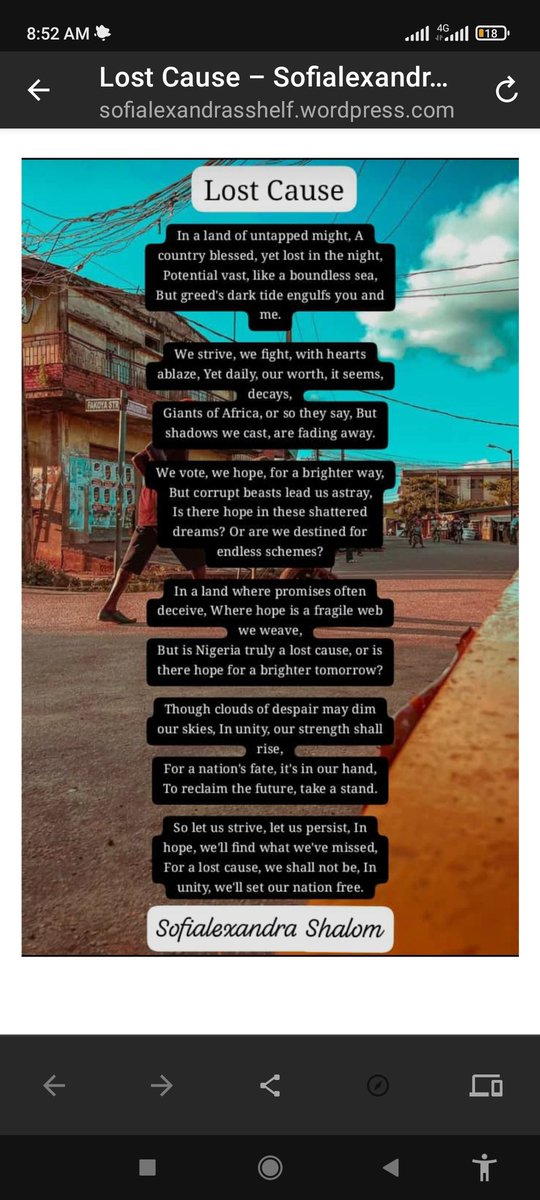 Shalom_Modilim's tweet image. #lostcause #nigeria #hopefulnation #africangiants #nationbuilding #strengthinunity #endcorruption #reclaimthefuture #writersexposure #inspiringwords #writercommunity #nigerianwriters #sofialexandrasshelf #sofialexandrashalom #WritersLife #WritersOfIG #WritersCommunity
