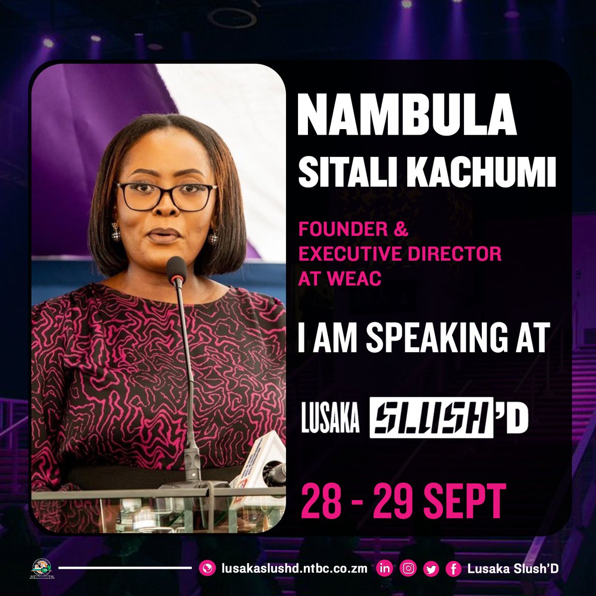 Lusaka Slush’D (@lusakaslushd) on Twitter photo We are honoured to introduce Nambula Kachumi, Founder and Executive Director at the Women’s Entrepreneurship Access Center (<a href="/weaczambia/">WEAC ZAMBIA</a>), as one of our distinguished speakers at Lusaka Slush'D!
With over 15 years of experience in private enterprise development, Nambula is a true We are honoured to introduce Nambula Kachumi, Founder and Executive Director at the Women’s Entrepreneurship Access Center (<a href="/weaczambia/">WEAC ZAMBIA</a>), as one of our distinguished speakers at Lusaka Slush'D!
With over 15 years of experience in private enterprise development, Nambula is a true