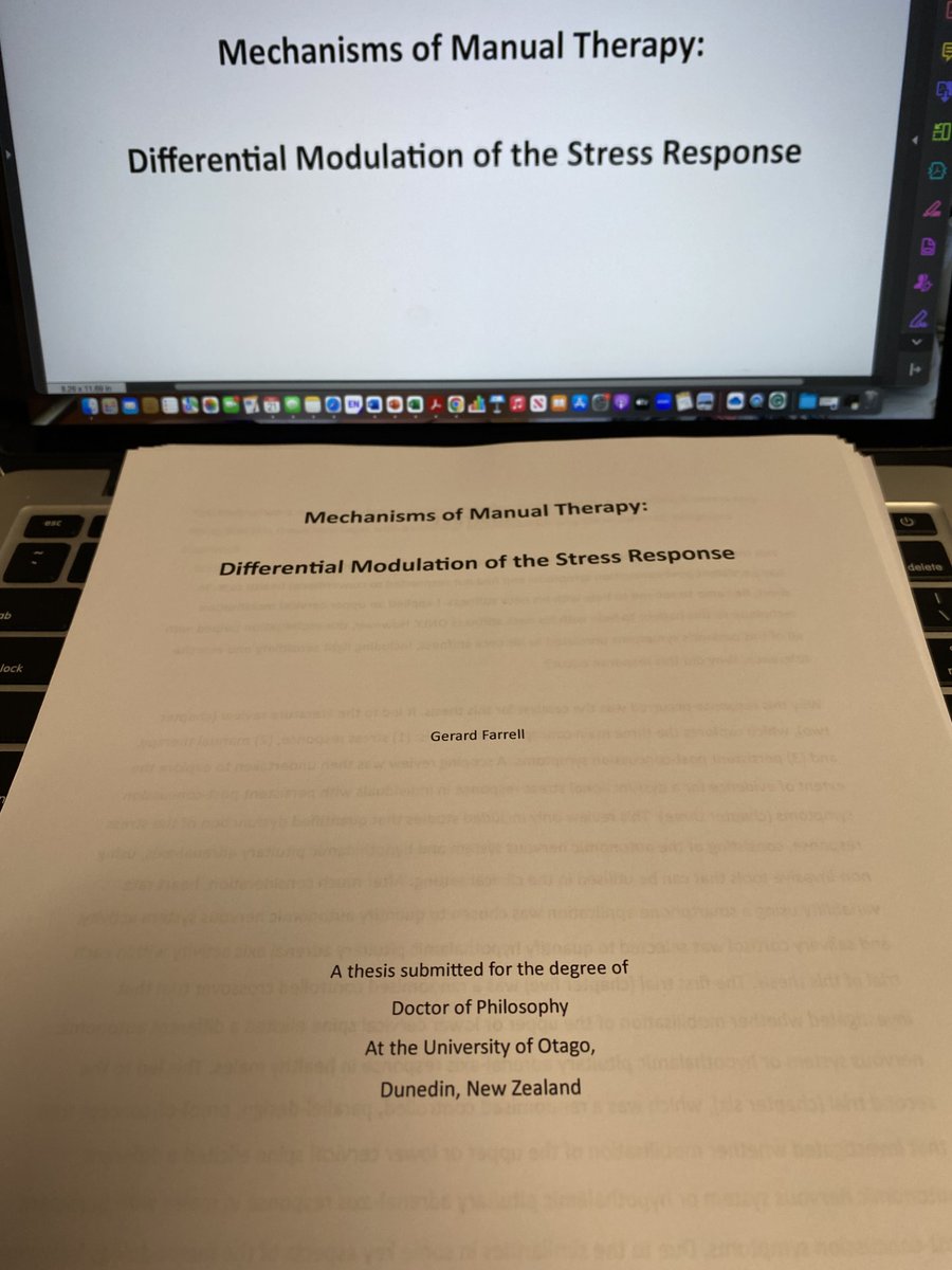 Thesis submitted. Thank you to my primary supervisor Assoc. Prof. Steve Tumilty, my team <a href="/catchapplePT/">Cathy Chapple</a> Ewan Kennedy <a href="/kesavasampath/">Kesava Kovanur Sampath</a> <a href="/ASGPhysio/">Angela S. Gisselman PT, PhD, DPT</a> <a href="/chadcookpt/">ChadCookPT</a>, and the Otago School of Physio and <a href="/OtagoCHARR/">CHARR Otago</a>. Could not have done it without all your support.