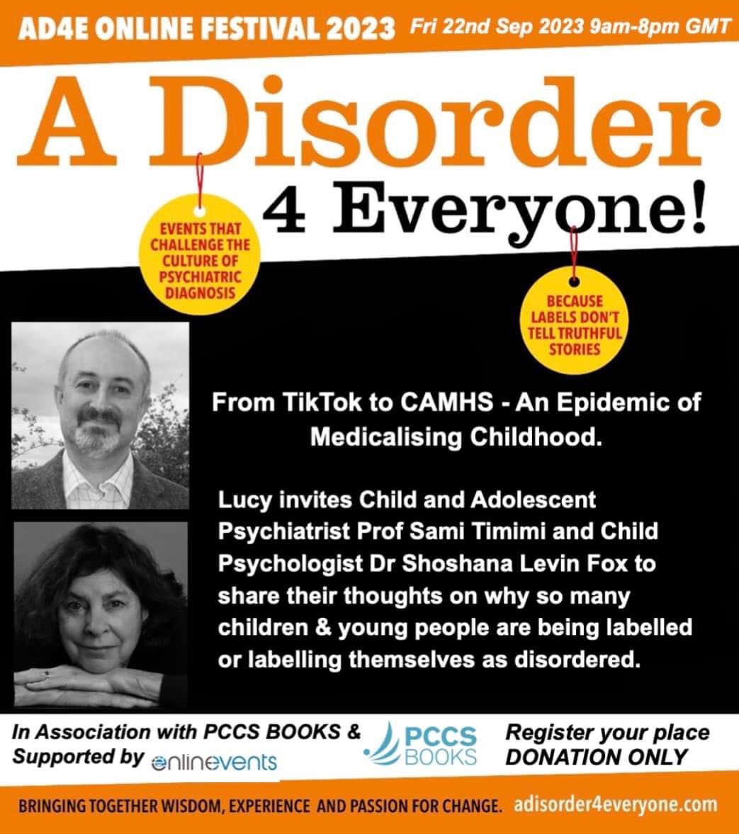 Really looking forward to this years festival #AD4Efestival23 #adisorder4everyone 
@dropthedisorder @pccsbooks