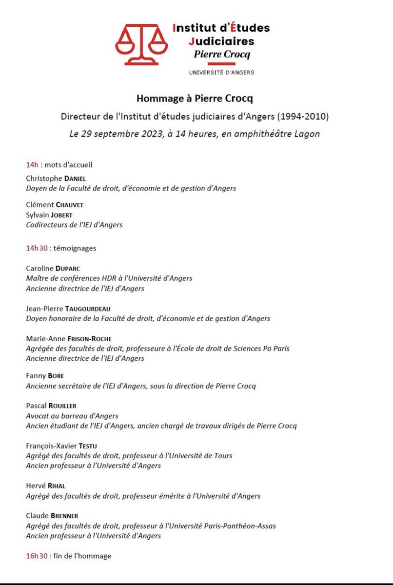 Caroline Bouté-Crocq (Crocq) (@carolinecrocq) on Twitter photo L’IEJ Pierre Crocq
Les mots ne suffisent pas à exprimer ma fierté et mon émotion.
Merci à la <a href="/Fac_DEG_Angers/">Faculté de Droit, d’Économie et de Gestion</a> merci à <a href="/duparc_caroline/">Caroline Duparc</a> dont c’est l’initiative, merci à <a href="/JobertSylvain/">Sylvain Jobert</a> et à
<a href="/CChauvet3/">Clément Chauvet</a> pour ce magnifique hommage L’IEJ Pierre Crocq
Les mots ne suffisent pas à exprimer ma fierté et mon émotion.
Merci à la <a href="/Fac_DEG_Angers/">Faculté de Droit, d’Économie et de Gestion</a> merci à <a href="/duparc_caroline/">Caroline Duparc</a> dont c’est l’initiative, merci à <a href="/JobertSylvain/">Sylvain Jobert</a> et à
<a href="/CChauvet3/">Clément Chauvet</a> pour ce magnifique hommage