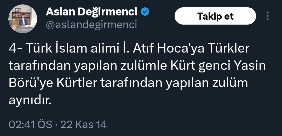 Milli mücadele karşıtı tescilli bir vatan hainine hak ettiği cezayı veren Türkiye Cumhuriyeti Devleti'ni, Yasin Börü'yü katleden PKK'lı orospu evlatları ile aynı kefeye koyup Türk Devleti'nin kurumlarında görev alabiliyor bu herif. Biz de ortada devletim31 diye geziyoruz ne güzel