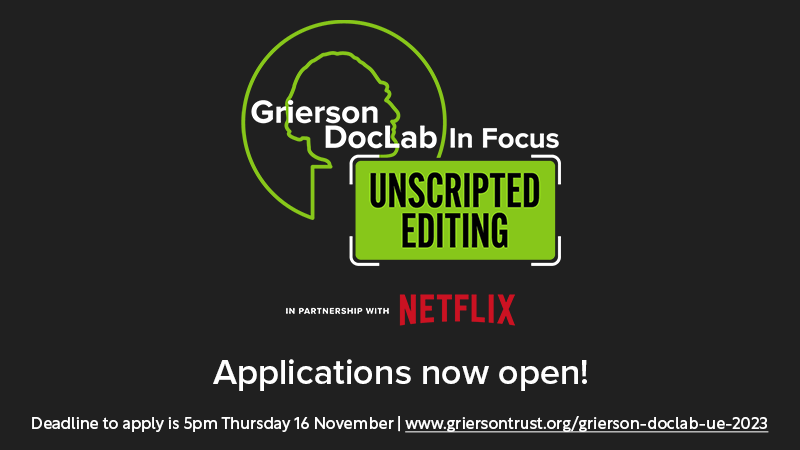 Our @NetflixUK-supported #GriersonDocLabInFocus #Editing programme is back for the third year, but this time with a difference 🎞️ We’re looking for skilled Avid #Editors interested in stepping up to pursue work in the #Unscripted genre📺 Deadline 16 Nov➡️bit.ly/3EO3248