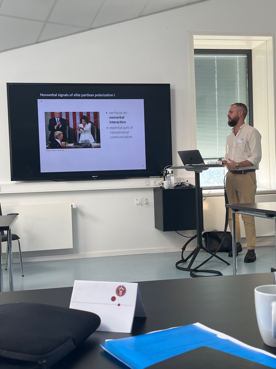 Martin Vinæs Larsen (@mvinaes) on Twitter photo <a href="/fghjorth/">Frederik Hjorth</a> kicking off the Nordic Political Behavior workshop sponsored by <a href="/Carlsbergfondet/">Carlsbergfondet</a>
Studying nonverbal communication in parliament he finds that elites use vocal style strategically to accentuate political conflict.
Work with <a href="/MathiasRask95/">Mathias Rask</a> <a href="/fghjorth/">Frederik Hjorth</a> kicking off the Nordic Political Behavior workshop sponsored by <a href="/Carlsbergfondet/">Carlsbergfondet</a>
Studying nonverbal communication in parliament he finds that elites use vocal style strategically to accentuate political conflict.
Work with <a href="/MathiasRask95/">Mathias Rask</a>