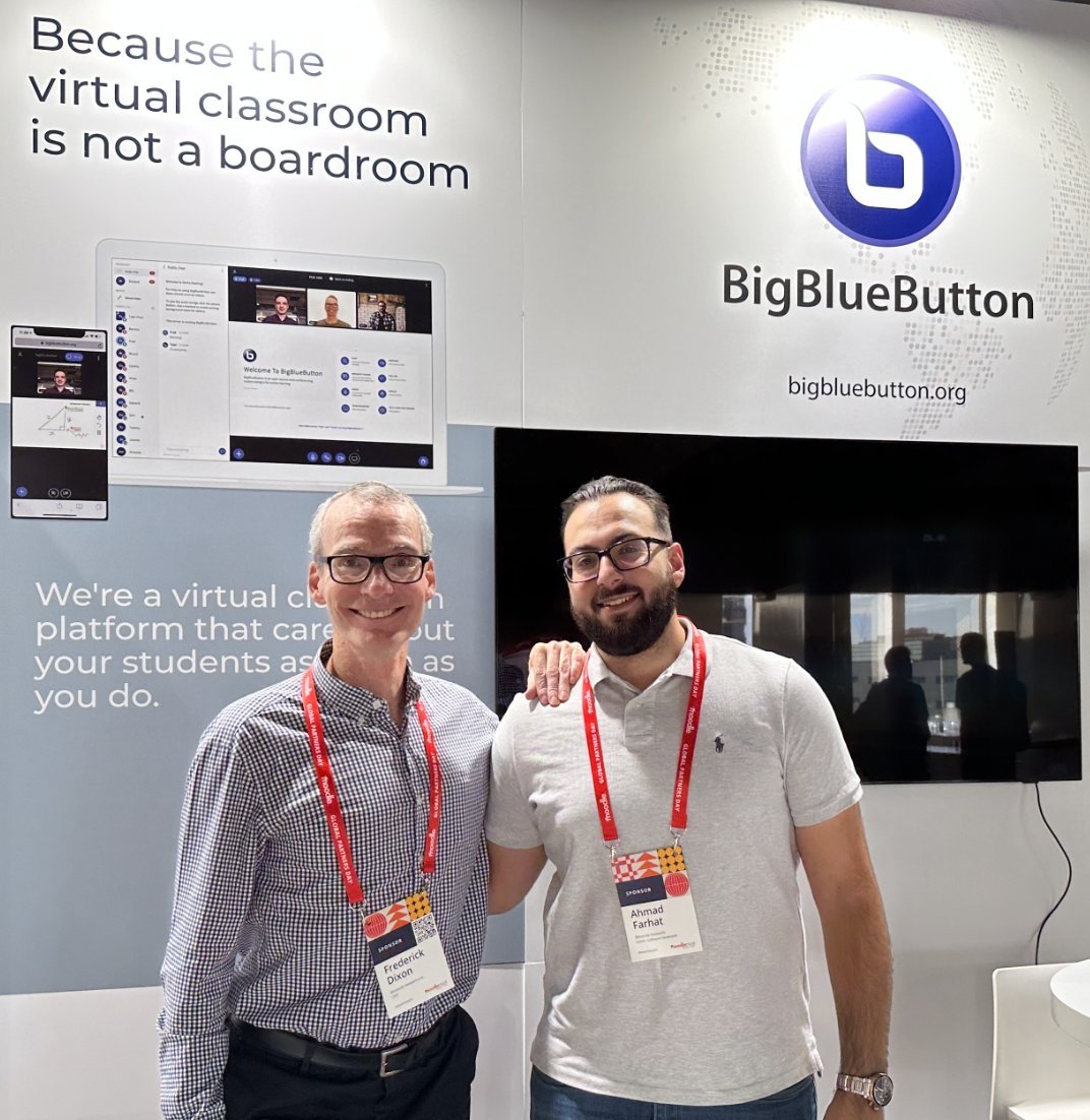 Last day of #MootGlobal23! 🎓

Stop by to meet our co-founder, @ffdixon and Ahmad, at our Booth in the Gold Sponsor Area. Learn more about #BigBlueButton and #AI in #VirtualClassrooms! 
@moodle @mootglobal