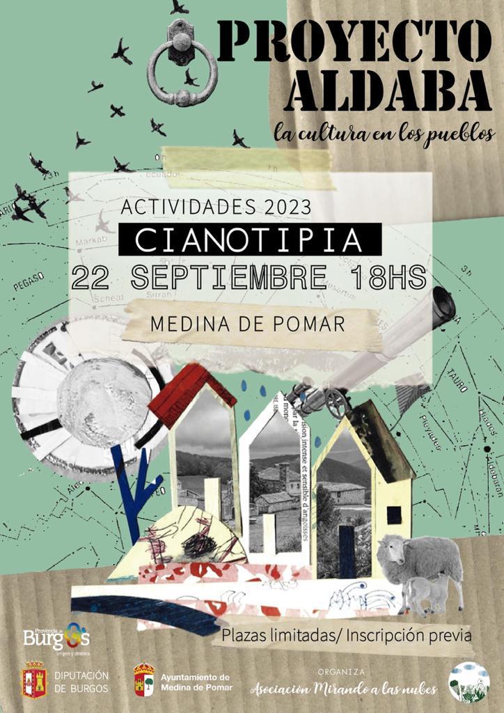 #Actividades #Pedanias #MedinadePomar

✏️ TALLER DE ILUSTRACIÓN ✏️
Técnica de la cianotipia impartido por Iraia Okina 👩

🗓 Viernes, 22 de septiembre
🕧 18:00 h.
📍 Casa de Cultura

📑 Inscripción previa en la Casa de Cultura de Medina de Pomar o en el 661 420 393 📞
