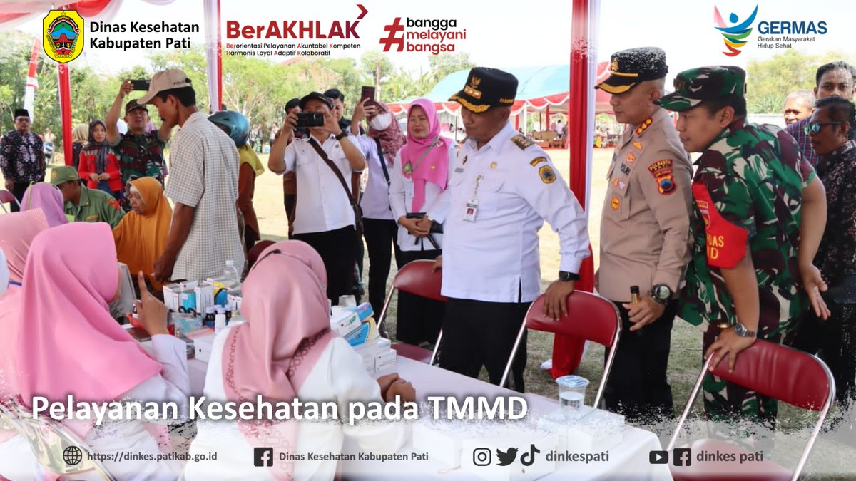 dinkespati's tweet photo. Dinkes Pati turut serta dalam kegiatan TNI Manunggal Membangun Desa (TMMD) di Desa Kalimulyo Kecamatan Jakenanmelalui penyuluhan Posyandu, Posbindu serta layanan penyakit menular dan tidak menular, pengobatan gratis, pemasangan KB metode MKJP (Metode Kontrasepsi Jangka Panjang) https://t.co/W1N124L9Lp