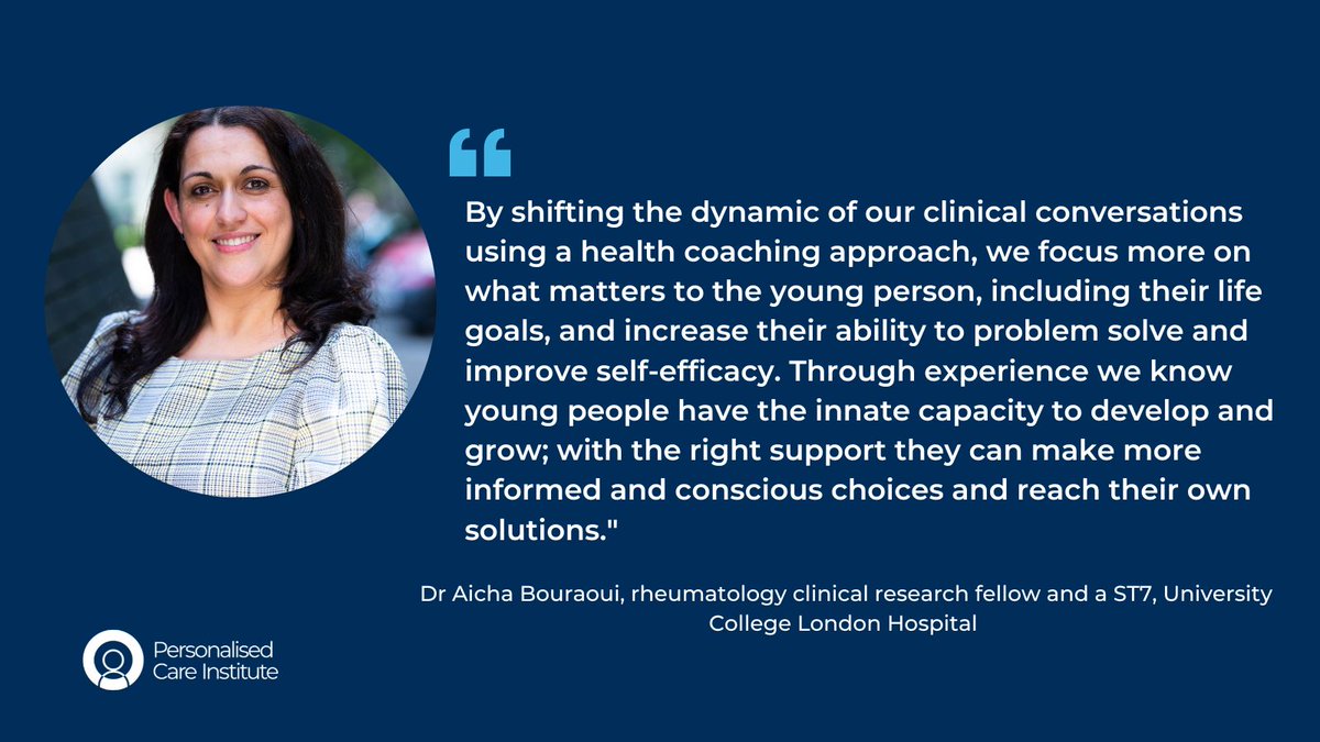 Pers_Care_Inst's tweet image. As part of #healthcoachingweek one of our ambassadors, Dr Aicha Bouraoui, shares her experience of health coaching and how she has built it into her day-to-day practice to empower young people to feel confident about their health and care decisions. 

personalisedcareinstitute.org.uk/2023/09/21/tra…