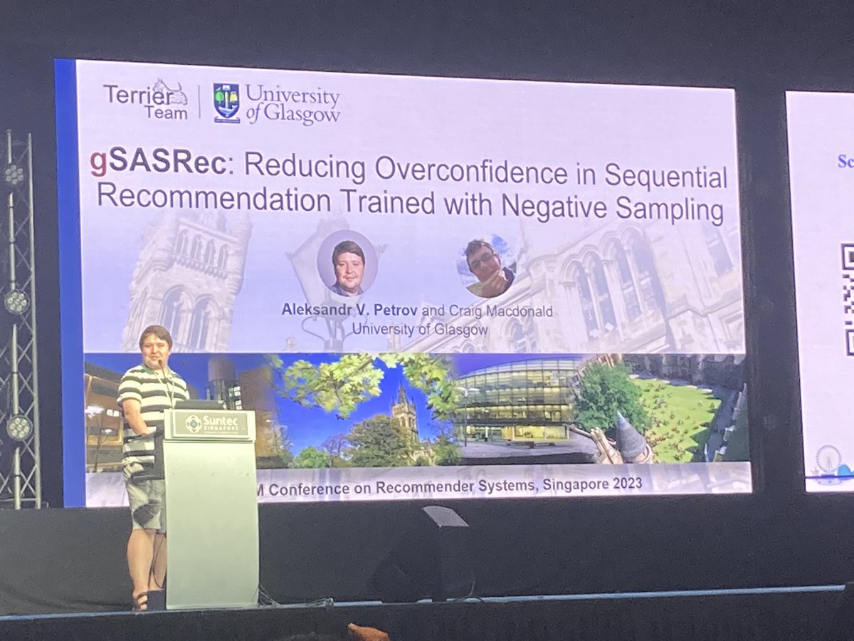 Craig Macdonald (@craig_macdonald) on Twitter photo .<a href="/asash/">Aleksandr V. Petrov</a> is presenting our work gSASRec: reducing overconfidence in sequential recommendation trained with negative sampling <a href="/ACMRecSys/">ACM RecSys</a> #recsys2023 .<a href="/asash/">Aleksandr V. Petrov</a> is presenting our work gSASRec: reducing overconfidence in sequential recommendation trained with negative sampling <a href="/ACMRecSys/">ACM RecSys</a> #recsys2023