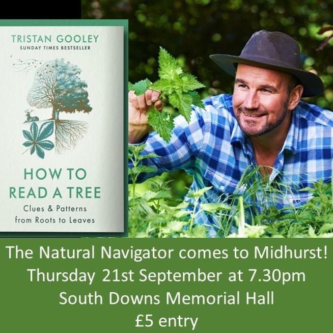 Very much looking forward to finding out how to read a tree with <a href="/NaturalNav/">Tristan Gooley 🌳</a> this evening! 7.30 pm in the <a href="/sdnpa/">South Downs National Park</a> memorial hall in Midhurst - all welcome!