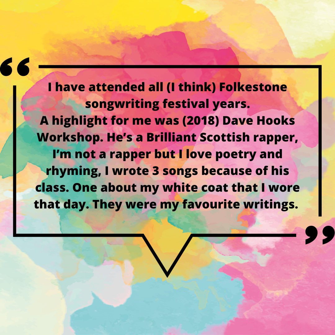 FstoneSongWFest's tweet photo. #testimonial #testimonials #HaveYourSay #Writing #MusicMaking #Lyrics #Storytelling #Create #Collaborate #Neurodiversity #LiveMusic #CreativeSpace #Intrigue #Create #Art #Collaborate 
@ace_national #ArtsCouncil #ArtsCouncilEngland #ArtsCouncilSupported
@folkestsongfest https://t.co/AE0Cp1M0Yu