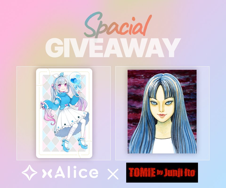 🌼xAlice x TOMIE by Junji Ito🌼 To celebrate the launch of 'I am xAlice,' we are giving away TOMIE NFTs to 5 lucky winners☘️ 'I am xAlice' 公開を記念して、TOMIE NFTを5名様にプレゼント☘️ To join: ✅ RP+♡ ✅ follow @xalice_NFT @TOMIEbyJunjiIto ⏰ 48h #xAlice #giveaway