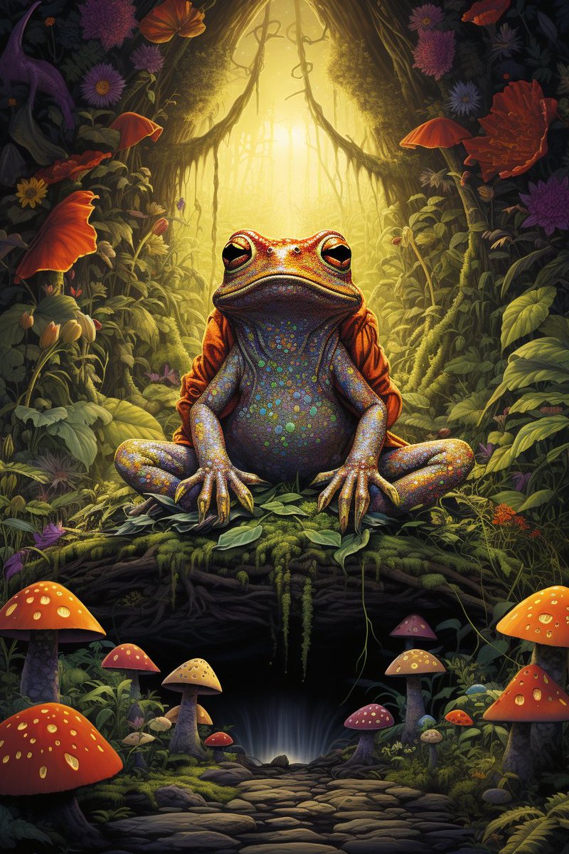 _dj_nectar's tweet image. Don’t lick the frog…

#psychedelics #midjourney
#AIart #frog