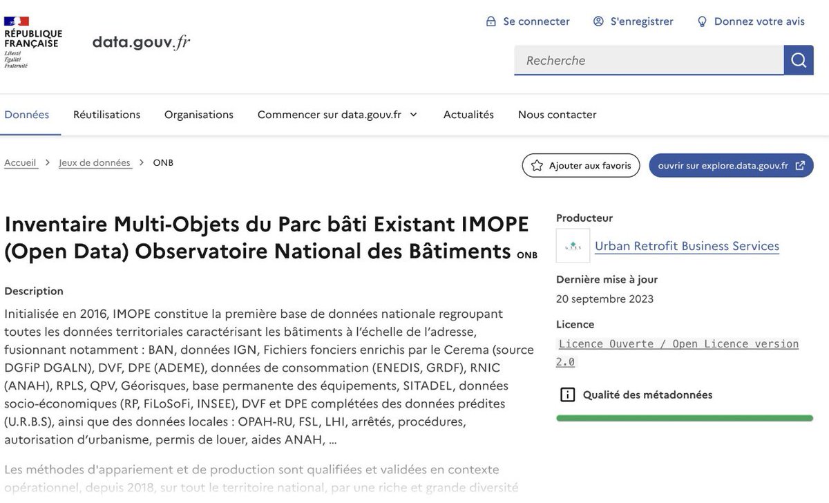 🚨📢 Les données ouvertes #IMOPE de l’#ONB maintenant sur <a href="/datagouvfr/">data.gouv.fr</a> 

Après avoir confronté les méthodes pour renforcer leurs qualités en contexte opérationnel sur 7 ans, + de 700 communes, l’intelligence collective a permis le partage d’une information validée par le terrain !