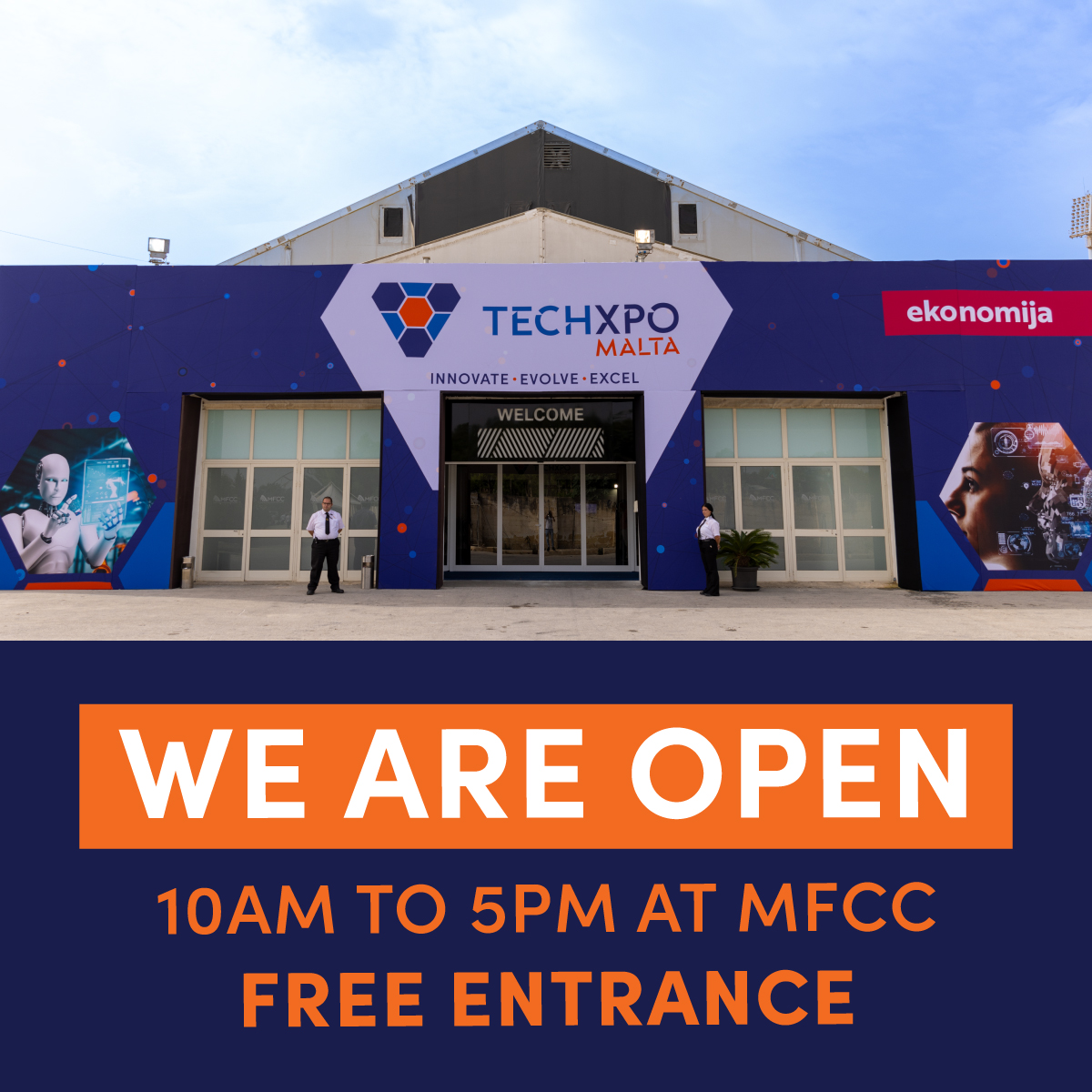 TECHXPO Malta 2023 is open for its last day❗

Visit us at MFCC, Ta' Qali, until 5pm today for a day of tech innovations, networking, fun and career opportunities 🌐💻🎮

Entrance is free❗

#TECHXPO2023 #innovate #evolve #excel #malta #ekonomija