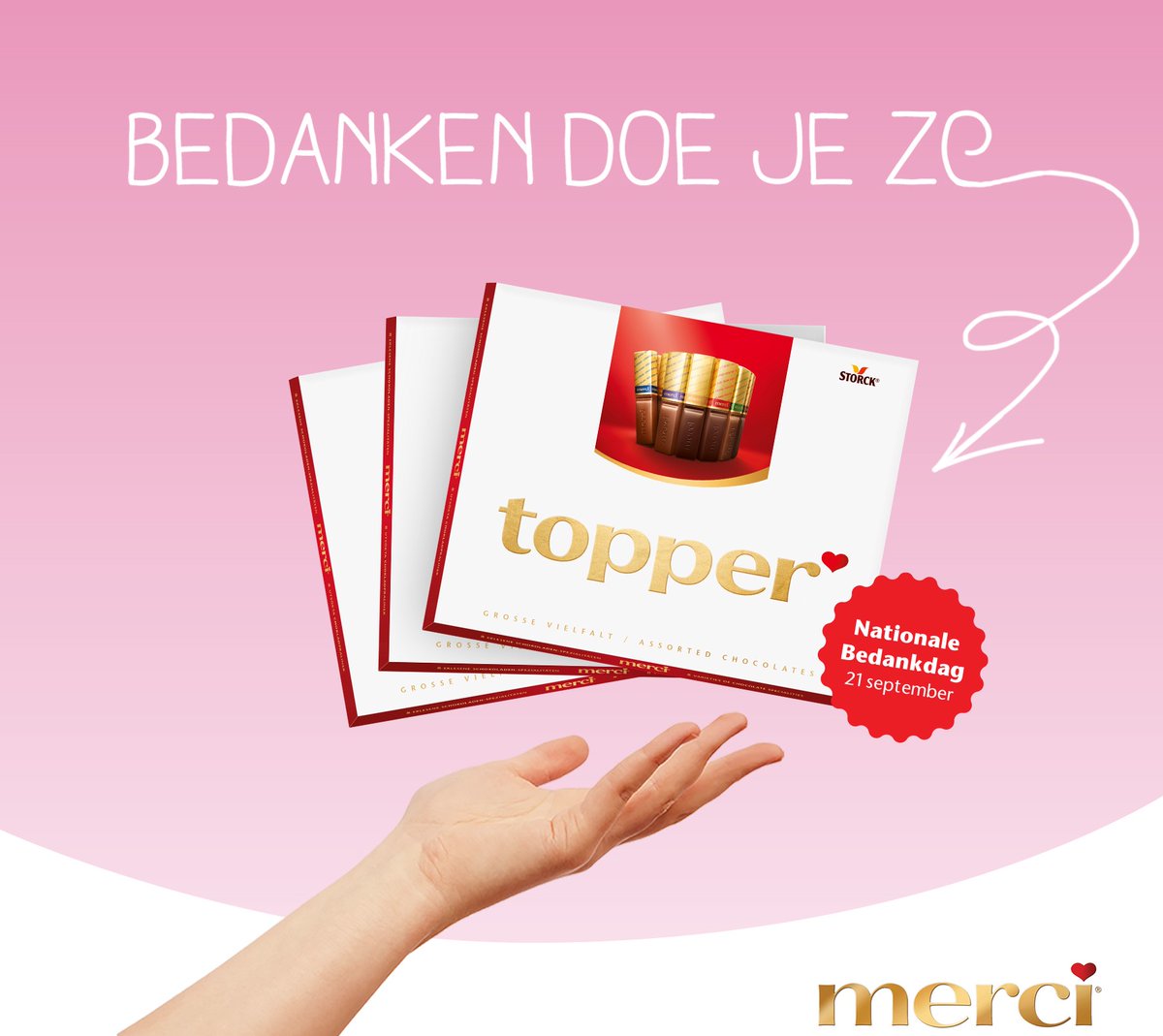 DeBruijnPR's tweet photo. Het is vandaag de derde Nationale Bedankdag! Voor onze opdrachtgever merci verzorgen wij de PR rondom deze dag. Laat jou dankbaarheid zien aan je vrienden, familie, kennissen of buren en geef ze een heerlijke doos merci! Wie bedank jij vandaag? ❤️ #merci #bedankdag #dankbaarheid https://t.co/OjjC7YAhOU