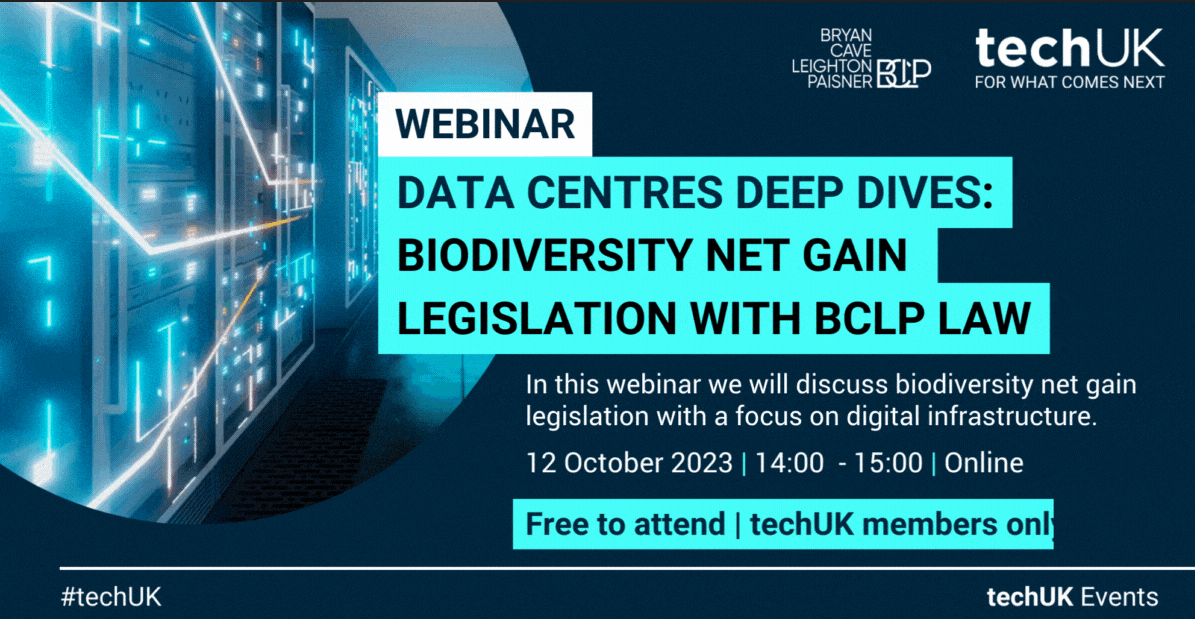techUK's tweet photo. Join us for this #DataCentresDeepDives webinar with @BCLPlaw experts who will unpack the new requirements under #biodiversitynetgain legislation before the requirements come into force. 🍃

🗓 Book your place here: https://t.co/Gbjkfsz2Hc https://t.co/JDXn8iEuAG