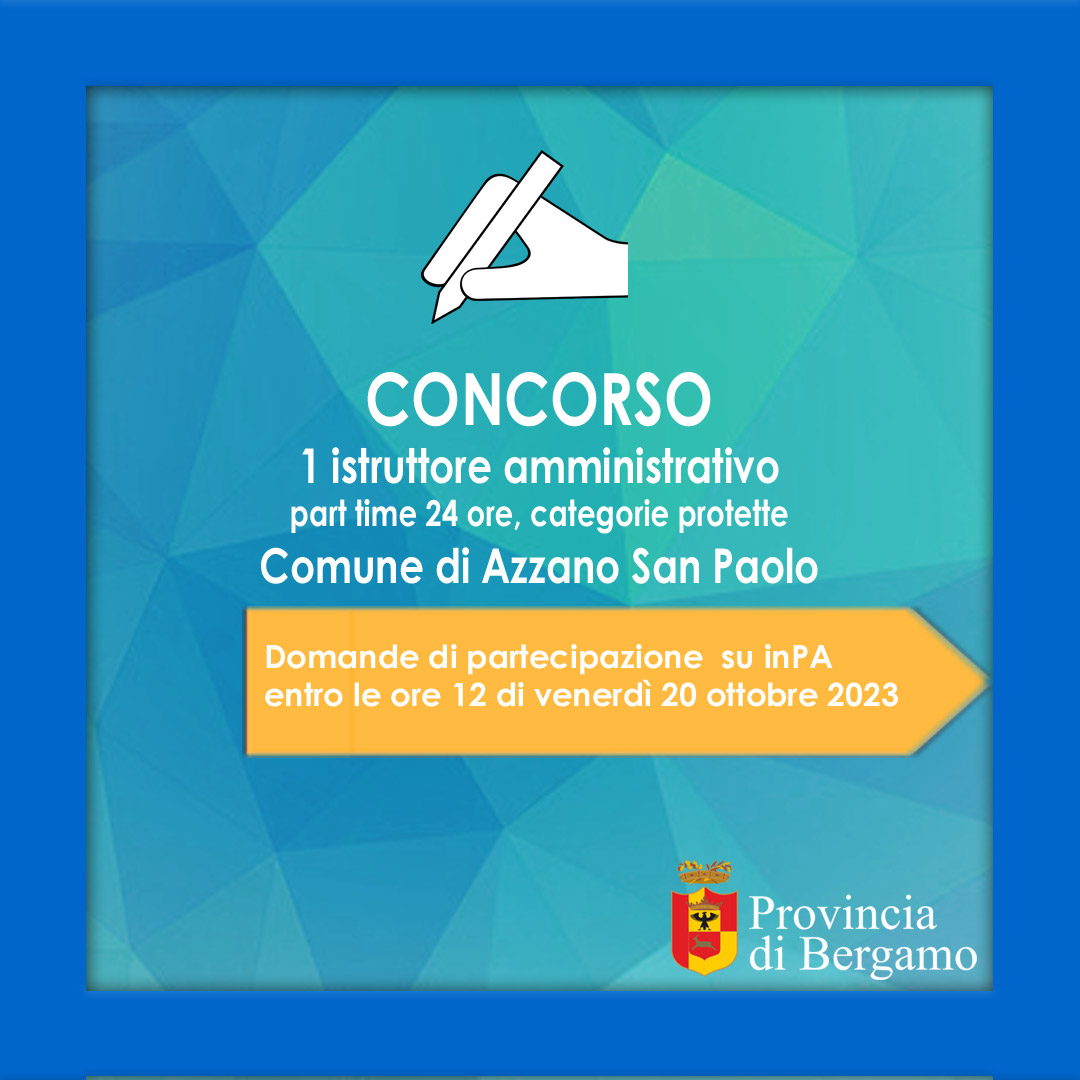 provinciaBg's tweet image. Abbiamo pubblicato 4 bandi di concorso per assunzioni nei Comuni della provincia di Bergamo:
 
Le domande vanno presentate sulla piattaforma #inPA  entro il 20 ottobre.
provincia.bergamo.it/cnvpbgrm/po/mo…

#concorsibergamo | #lavoraconnoi | #provinciadibergamo | #CasadeiComuni