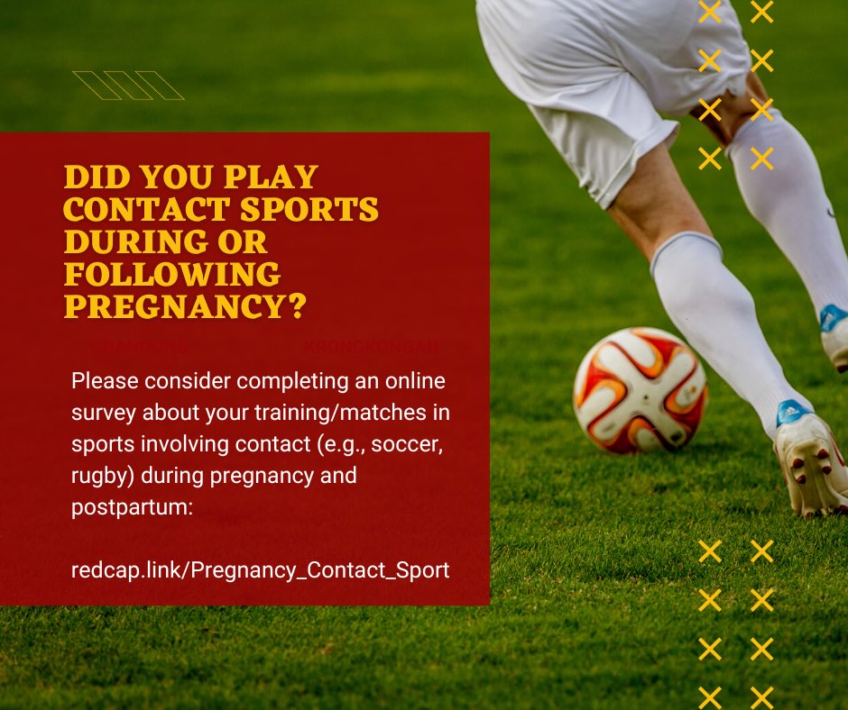 ✨New Study✨ please share with your networks so we can start building evidence to underpin clinical guidance on CONTACT EXPOSURE (SPORT) DURING &amp; AFTER PREGNANCY 🙏🏽 

🔗 redcap.ualberta.ca/surveys/?s=R8Y…