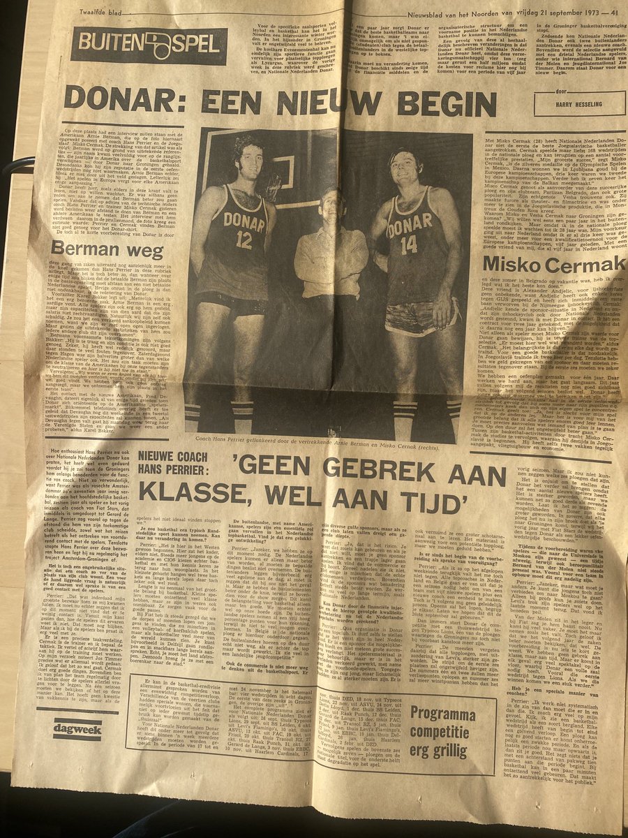 Deze pagina schreven wij als sportredactie van het Nieuwsblad vh Noorden vandaag precies 50 jaar geleden. Het woord bestond toen nog niet maar het werd een historische gamechanger in de Groninger sportscene. Hoe en wat kunt lezen in het zaterdag te presenteren boek 50 jaar Donar.