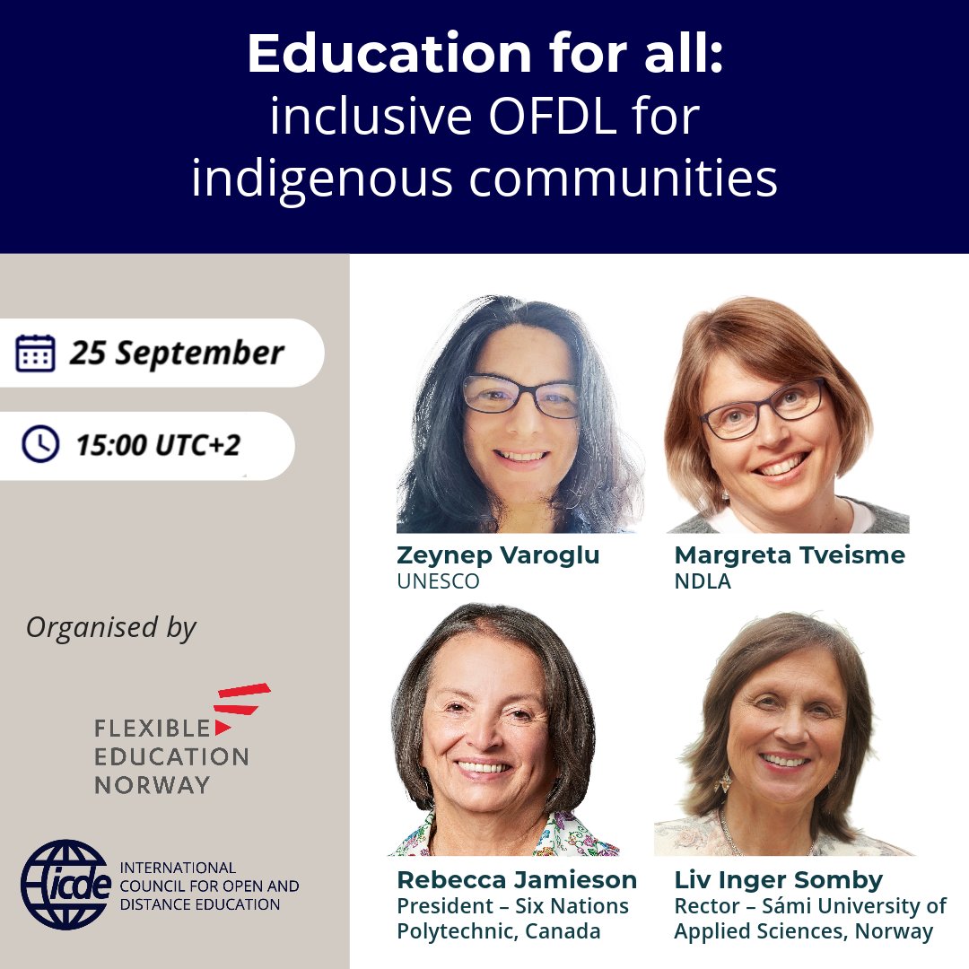 Join <a href="/icde_org/">ICDE International Council for Open & Distance Ed.</a> and <a href="/NADE_FuN/">FuN</a> for an interactive panel discussion exploring how to create incentives for high-quality open, flexible, and inclusive education that contributes to preserving indigenous languages and culture. Sign up now: icde.org/event/educatio…